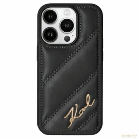 Etui Karl Lagerfeld Diagonal Quilted Script na iPhone 15 Pro Max - czarne