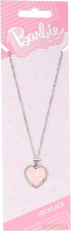 Barbie: Pink Enamel Heart Pendant Necklace With Crystal
