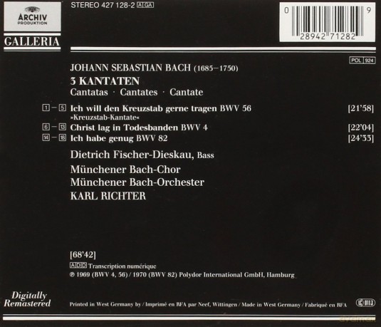 Richter: Bach:Cantatas 4, 82 [CD]