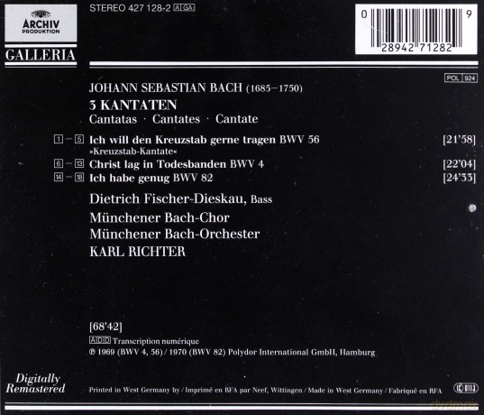 Richter: Bach:Cantatas 4, 82 [CD]