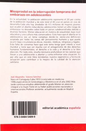 Misoprostol En La Interrupcion Temprana del Embarazo En Adolescentes - Sanchez Joel Alejandro Varona [KSIĄŻKA]