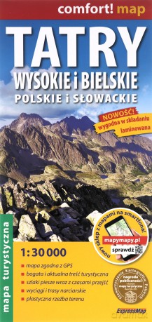 Tatry Wysokie i Bielskie polskie i słowackie laminowana mapa turystyczna 1:30 000