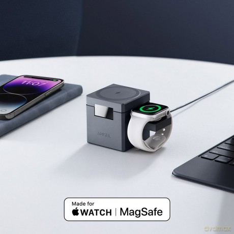 Anker ładowarka magnetyczna MagSafe Cube 15W 3w1 szara
