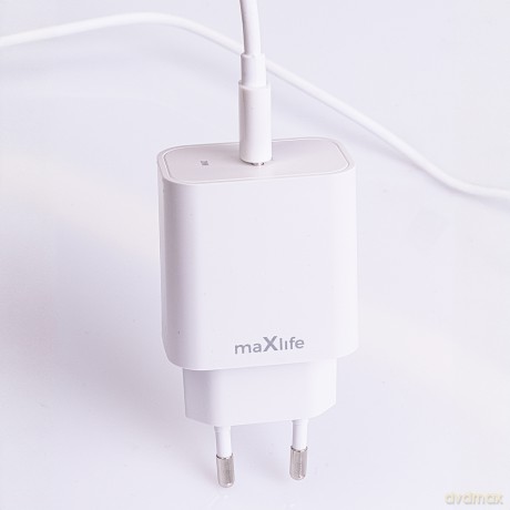 Maxlife ładowarka sieciowa PD QC MXTC-06-20C 1x USB-C 20W biała + kabel USB-C - Lightning 20W