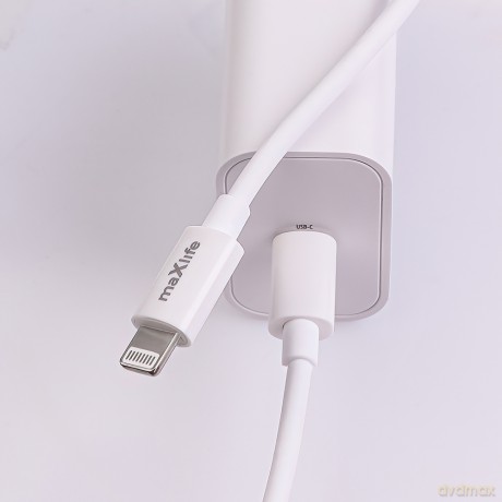 Maxlife ładowarka sieciowa PD QC MXTC-06-20C 1x USB-C 20W biała + kabel USB-C - Lightning 20W