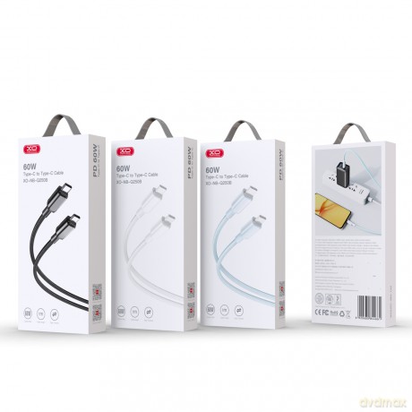 XO kabel NB-Q250B PD USB-C - USB-C 0,35m 60W czarny