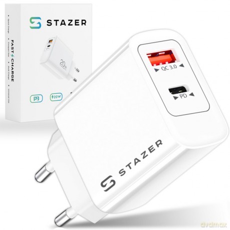 STAZER Ładowarka sieciowa QC PD USB-C 20W