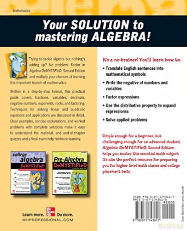 Algebra DeMYSTiFieD, Second Edition - Rhon Huettenmueller [KSIĄŻKA]