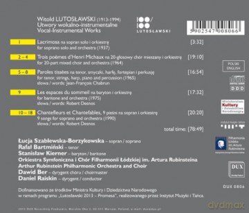 Lutosławski: Vocal Instrumental Works [CD]