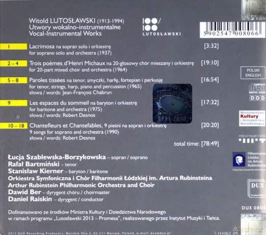 Lutosławski: Vocal Instrumental Works [CD]
