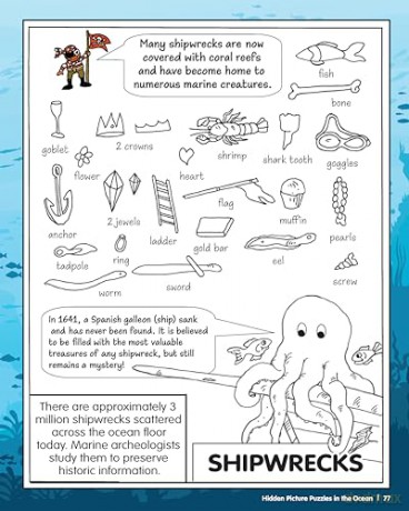 Hidden Picture Puzzles in the Ocean: 50 Seek-and-Find Puzzles to Solve and Color - Liz Ball [KSIĄŻKA]