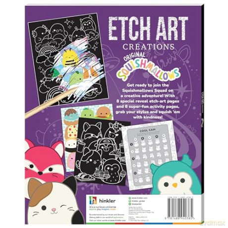 HINKLER- Original Squishmallows Etch Art Creations Book - Perfect for Ages 6 Years + - Scratch Art for Children - Arts and Crafts Activity Book - Gifts for Girls [KSIĄŻKA]
