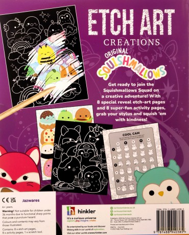 HINKLER- Original Squishmallows Etch Art Creations Book - Perfect for Ages 6 Years + - Scratch Art for Children - Arts and Crafts Activity Book - Gifts for Girls [KSIĄŻKA]