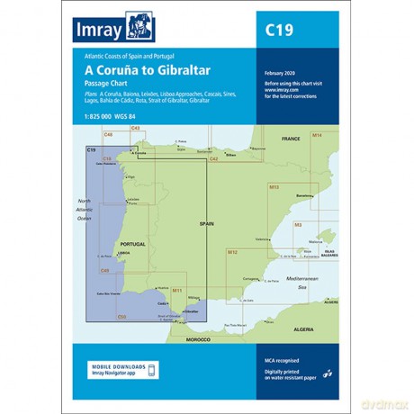 Imray Chart C19 2019: A Coruna to Gibraltar (Imray C Charts) [KSIĄŻKA]