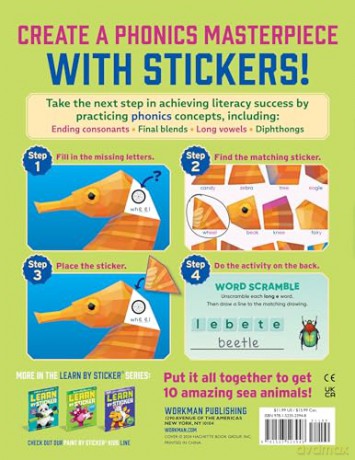 Learn by Sticker: More Phonics: Use Phonics to Create 10 Sea Animals!: 3 [KSIĄŻKA]