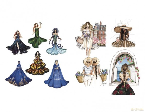 Modern Fashion Illustration: The Coloring Book: 40+ High Fashion Gowns and Dresses to Style and Color - Holly Nichols [KSIĄŻKA]