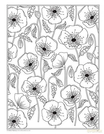 Modern Flowers Coloring Book (Design Originals) 32 Contemporary Floral Pattern Designs on Thick Perforated Paper, Over 50 Finished Examples of Suggested Color Combinations, and Beginner-Friendly Tips [KSIĄŻKA]