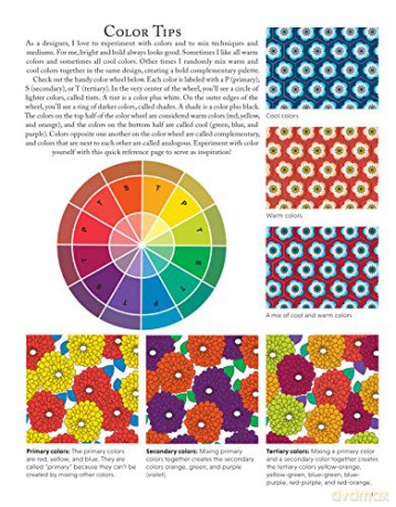 Modern Flowers Coloring Book (Design Originals) 32 Contemporary Floral Pattern Designs on Thick Perforated Paper, Over 50 Finished Examples of Suggested Color Combinations, and Beginner-Friendly Tips [KSIĄŻKA]