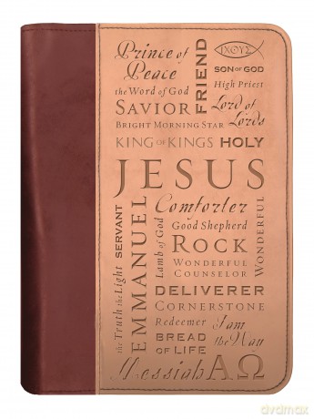 Names of Jesus Bible Cover, Zippered, Italian Duo-Tone Imitation Leather, Brown/Tan, Extra Large - Zondervan [KSIĄŻKA]