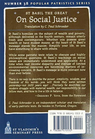 On Social Justice: St. Basil the Great: No. 38 (Popular Patristics) - St Basil The Great [KSIĄŻKA]