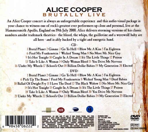 Alice Cooper: Brutally Live (digipack) [CD]+[DVD]