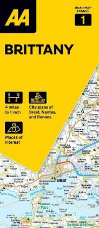Road Map Brittany (AA Touring Map France 01) (AA Road Map France Series 01) Folded Map [KSIĄŻKA]