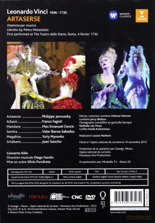 Philippe Jaroussky & Max Emanuel Cencic & Franco Fagioli & Valer Barna-Sabadus & Yuriy Mynenko & Juan Sancho & Concerto Koln &  Diego Fasolis: Vinci: Artaserse [2DVD]