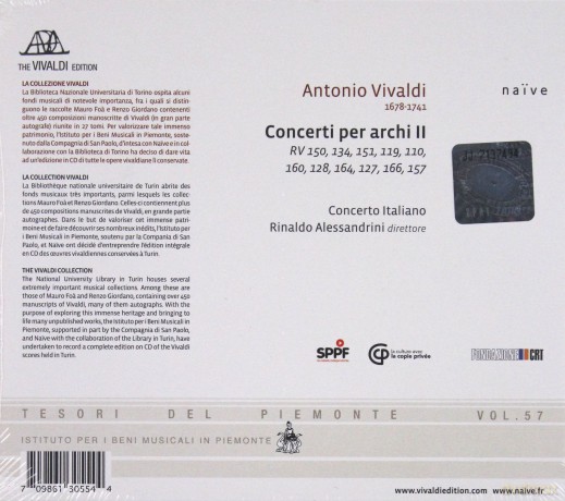 Rinaldo Alessandrini: Vivaldi Concerti Per Archi Ii [CD]