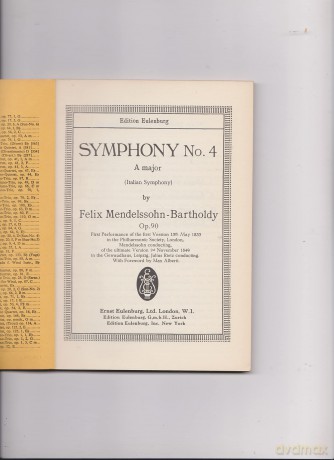 Symphony No.4 in A Major, Op. 90 'Italian'. Miniature Score - Mendelssohn Barthold [KSIĄŻKA]