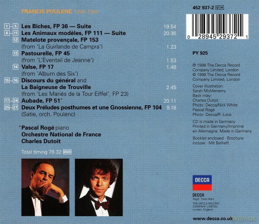 Roge,Dutoit: Poulenc: Aubade, Les Biches [CD]