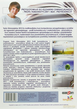 Testy Gimnazjalne 2013 Profil Humanistyczno-Przyrodniczy [CD-ROM]