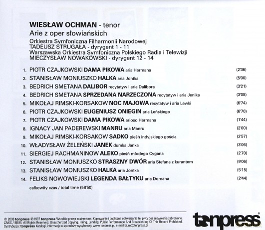 Wiesław Ochman: Arie Z Oper Słowiańskich [CD]