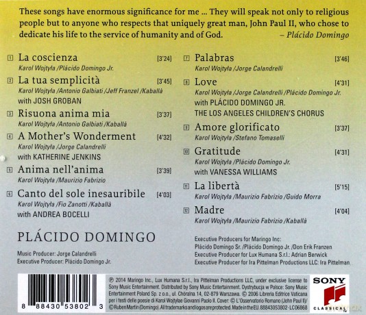 Placido Domingo: Amore Infinito - Songs Inspired By The Poems Of John Paul II - Karol Wojtyla [CD]
