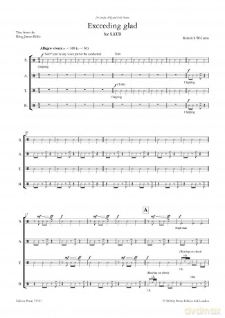 Williams: Exceeding glad (Mixed Voice Choir) (EP73750) - Roderick Williams [KSIĄŻKA]