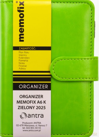 Organizer 2025 Memofix A6 K zielony