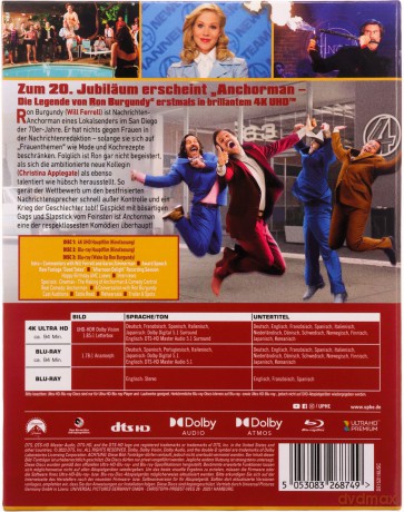 Anchorman: The Legend of Ron Burgundy (Legenda telewizji) [Blu-Ray 4K]+[2xBlu-Ray]