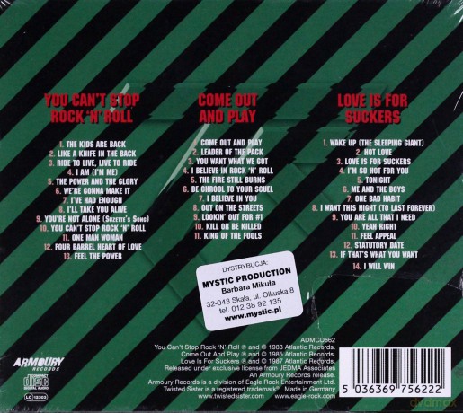 Twisted Sister: You Can't Stop Rock N Roll Come Out And Play Love Is For Suckers [3CD]