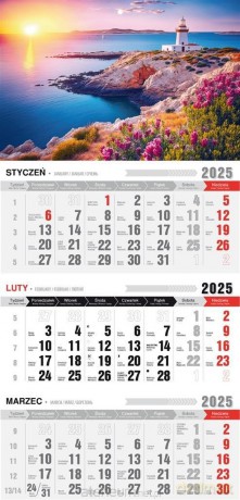 Kalendarz 2025 Trójdzielny ekonomiczny Latarnia [KALENDARZ]