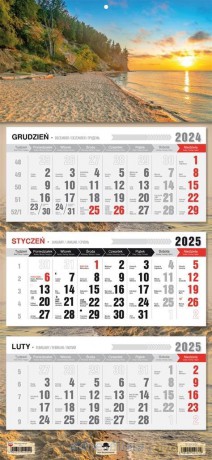 Kalendarz 2025 Trójdzielny płaska główka Plaża [KALENDARZ]