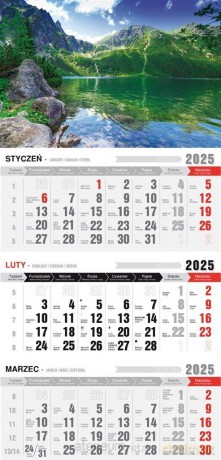 Kalendarz 2025 Trójdzielny z magnesem Tatry [KALENDARZ]