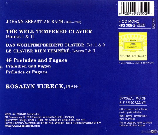 Rosalyn Tureck: Bach: The Well Tempered Clavier [4CD]