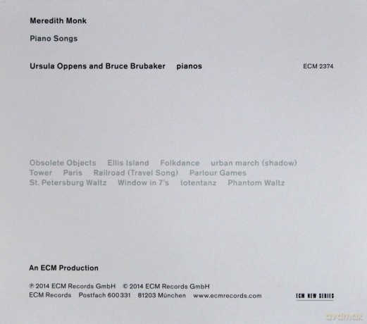 Meredith Monk: Piano Songs [CD]