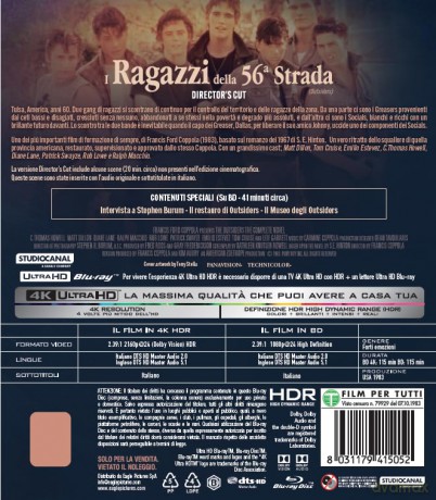 I Ragazzi Della 56 Strada - 4kult (4k+Br) Director'S Cut + Card Numerata
