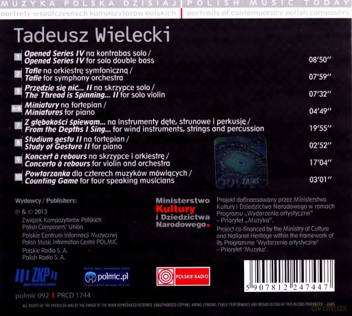 Muzyka Polska Dzisiaj. Portrety Współczesnych Kompozytorów Polskich - Tadeusz Wielecki [CD]