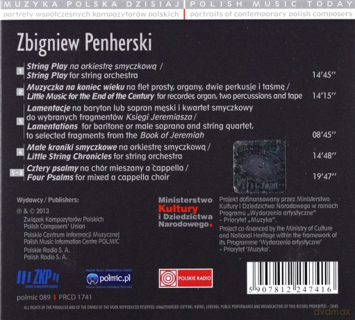 Muzyka Polska Dzisiaj. Portrety Współczesnych Kompozytorów Polskich - Zbigniew Penherski [CD]