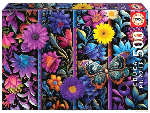 500 el. Kwiaty i motyl [PUZZLE]
