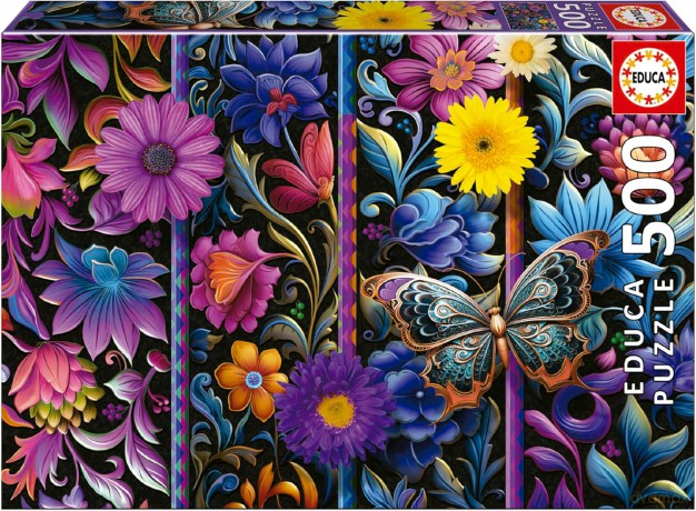 500 el. Kwiaty i motyl [PUZZLE]