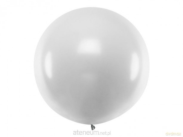 Balon okrągły metallic silver snow 1m