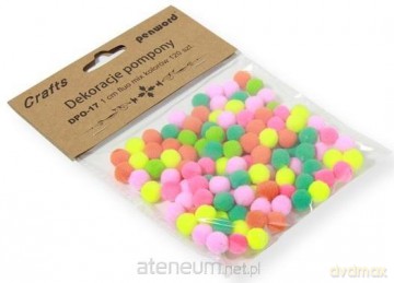 Dekoracje pompony 1cm fluo mix kolorów 120szt
