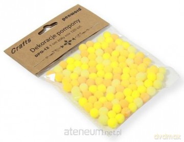 Dekoracje pompony 1cm mix żółty 120szt
